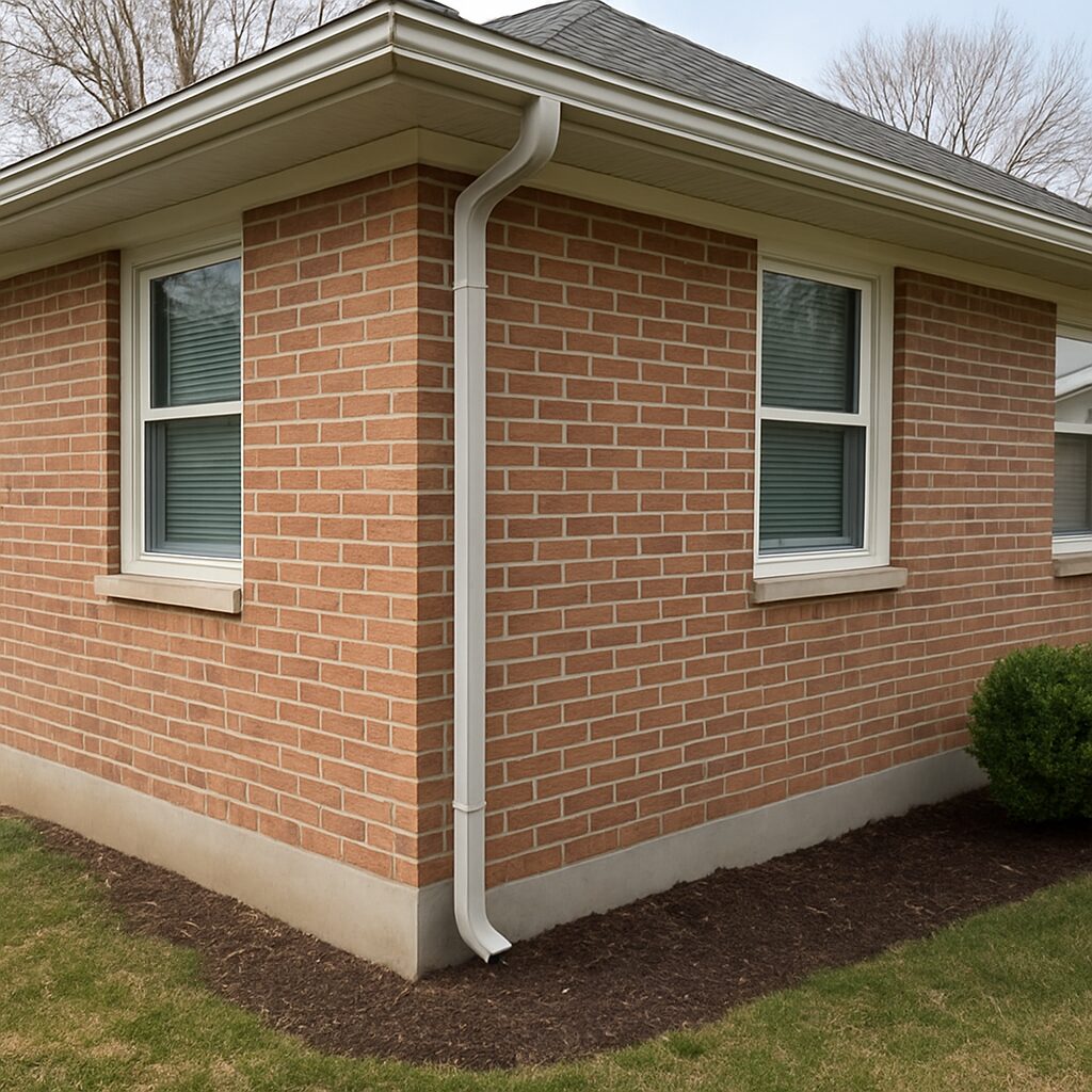 Same brick wall after foundation stabilization and tuckpointing