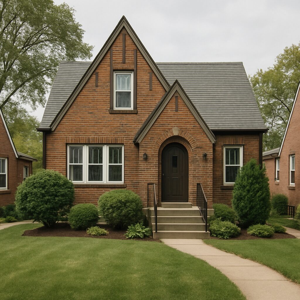 St. Louis brick Tudor home with foundation work completed